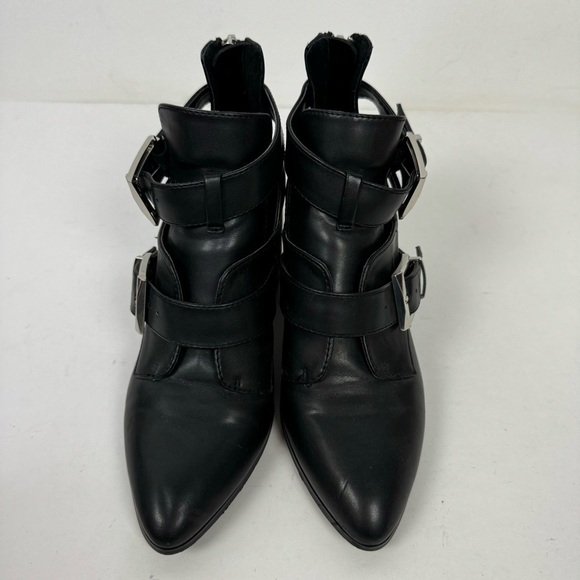 Steve Madden Joker Black Pointed Toe Buckle Heeled Boots Ankle Boots Minimalist - Picture 2 of 8